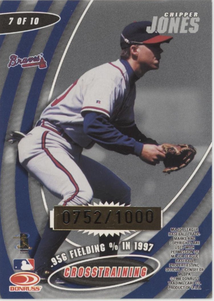 Chipper Jones 1998 Leaf Rookies & Stars Cross Training 0752/1000 #7 - Collector Store LLC