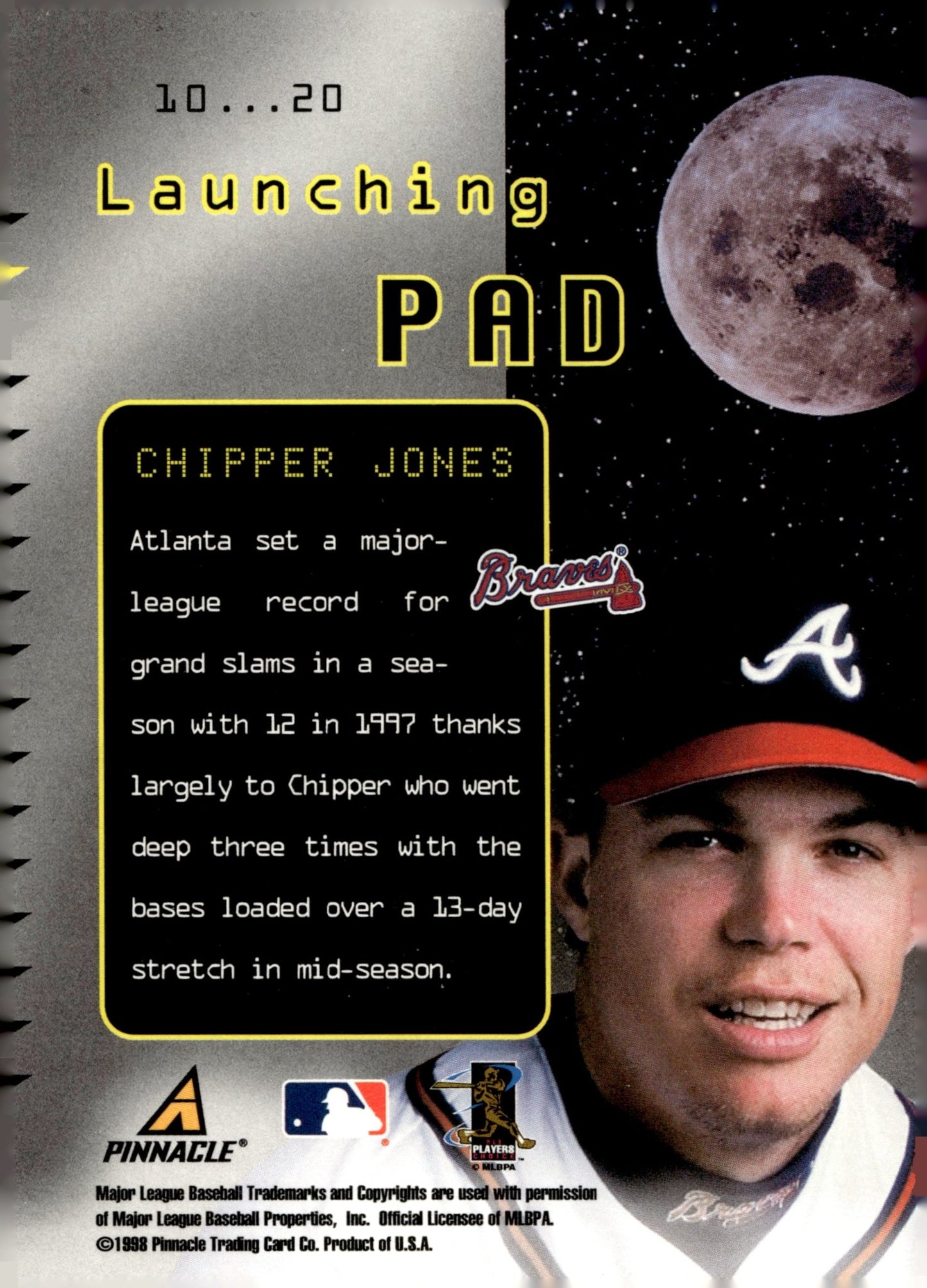 Chipper Jones 1998 Pinnacle Performers Launching Pad #10 - Collector Store LLC