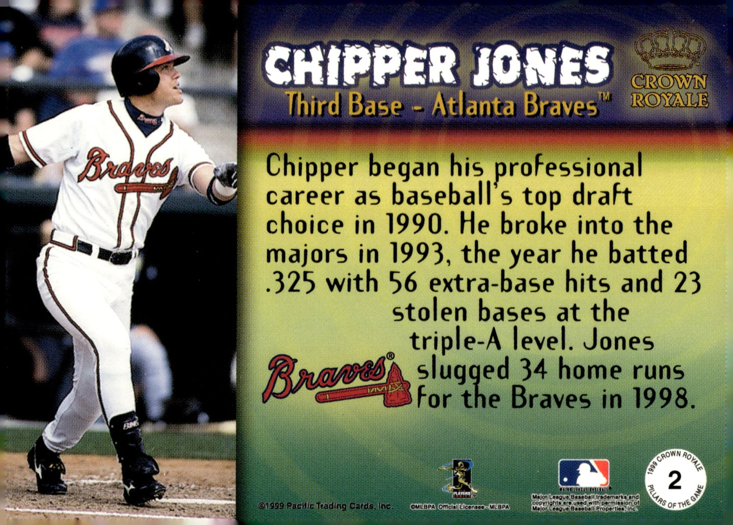 Chipper Jones 1999 Pacific Crown Royal Pillars of the Game #2 - Collector Store LLC
