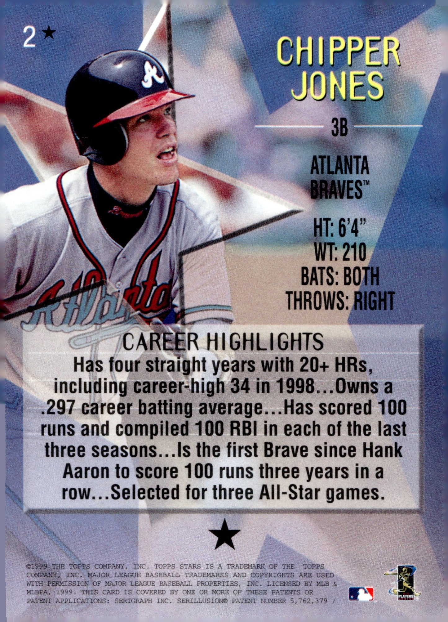 Chipper Jones 1999 Topps Stars 2 - Collector Store LLC