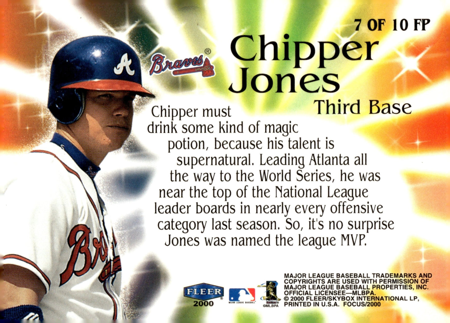 Chipper Jones 2000 Fleer Focus Pocus #7 - Collector Store LLC