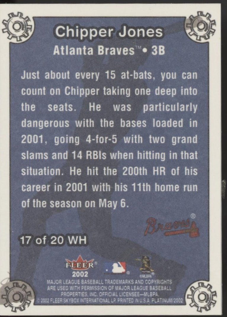 Chipper Jones 2002 Fleer Platinum Wheelhouse #17 #1 - Collector Store LLC