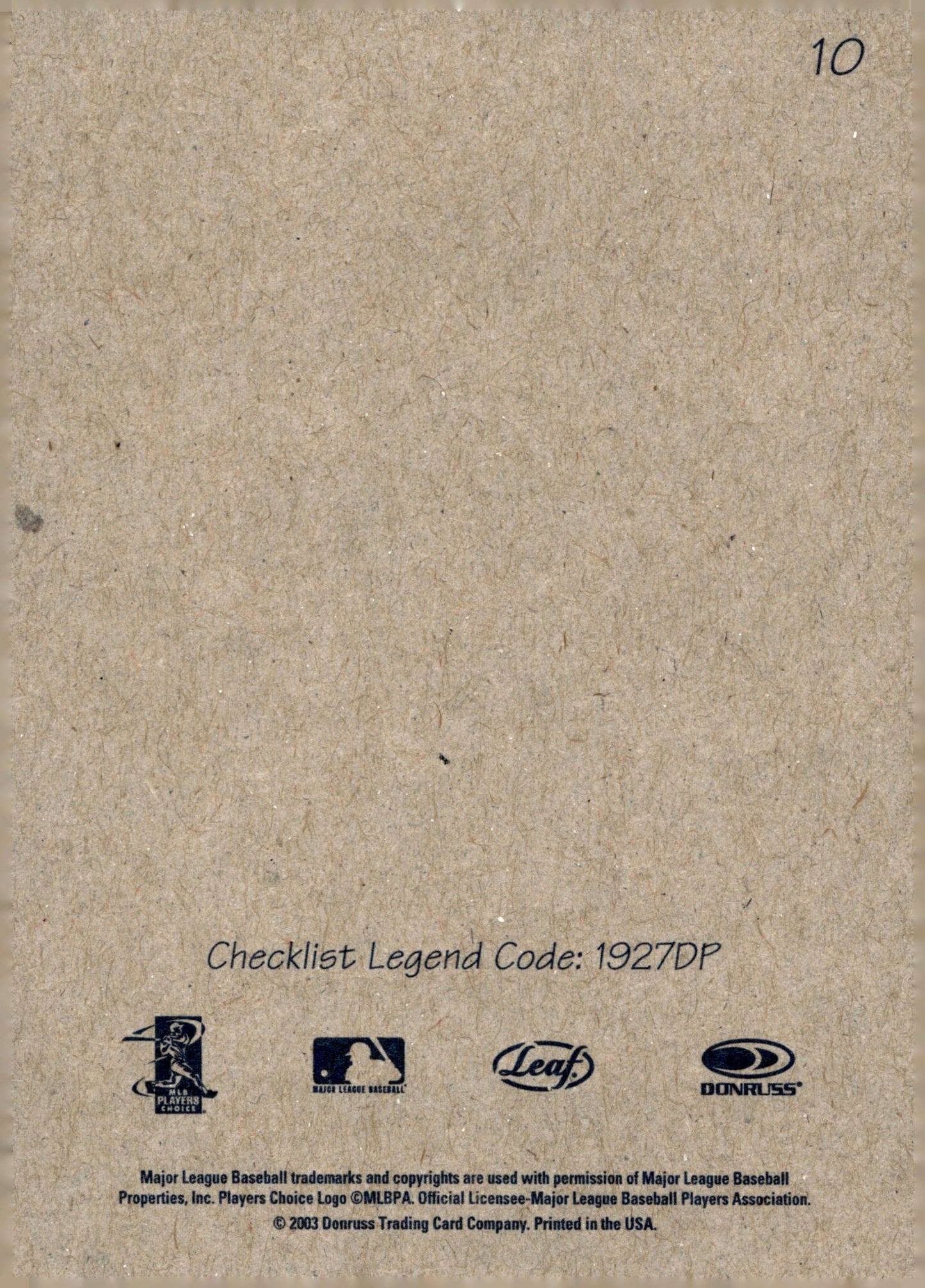 Chipper Jones 2003 Donruss Playoff Checklist Legend Code 10 - Collector Store LLC