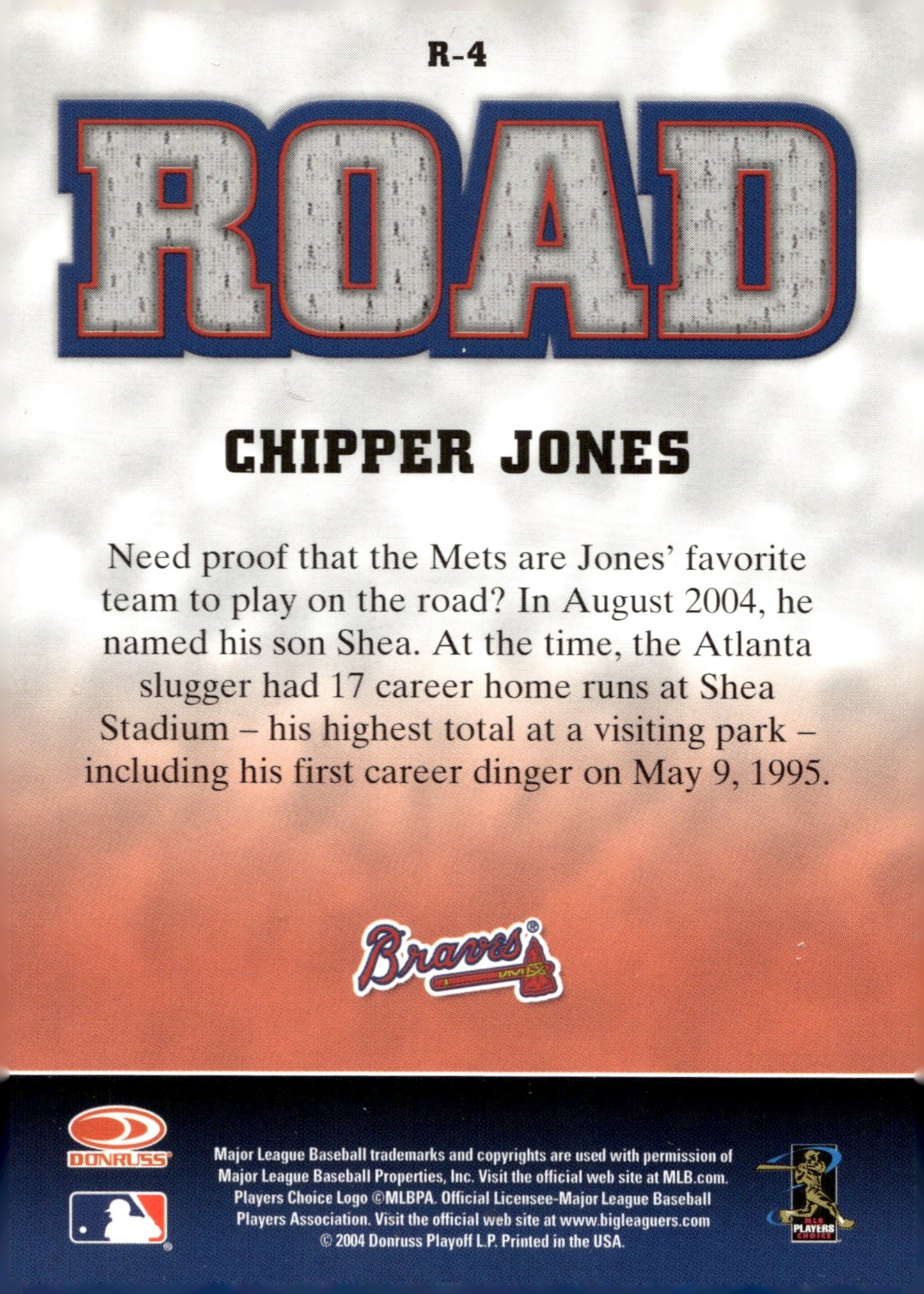 Chipper Jones 2004 Leaf Road R - 4 - Collector Store LLC
