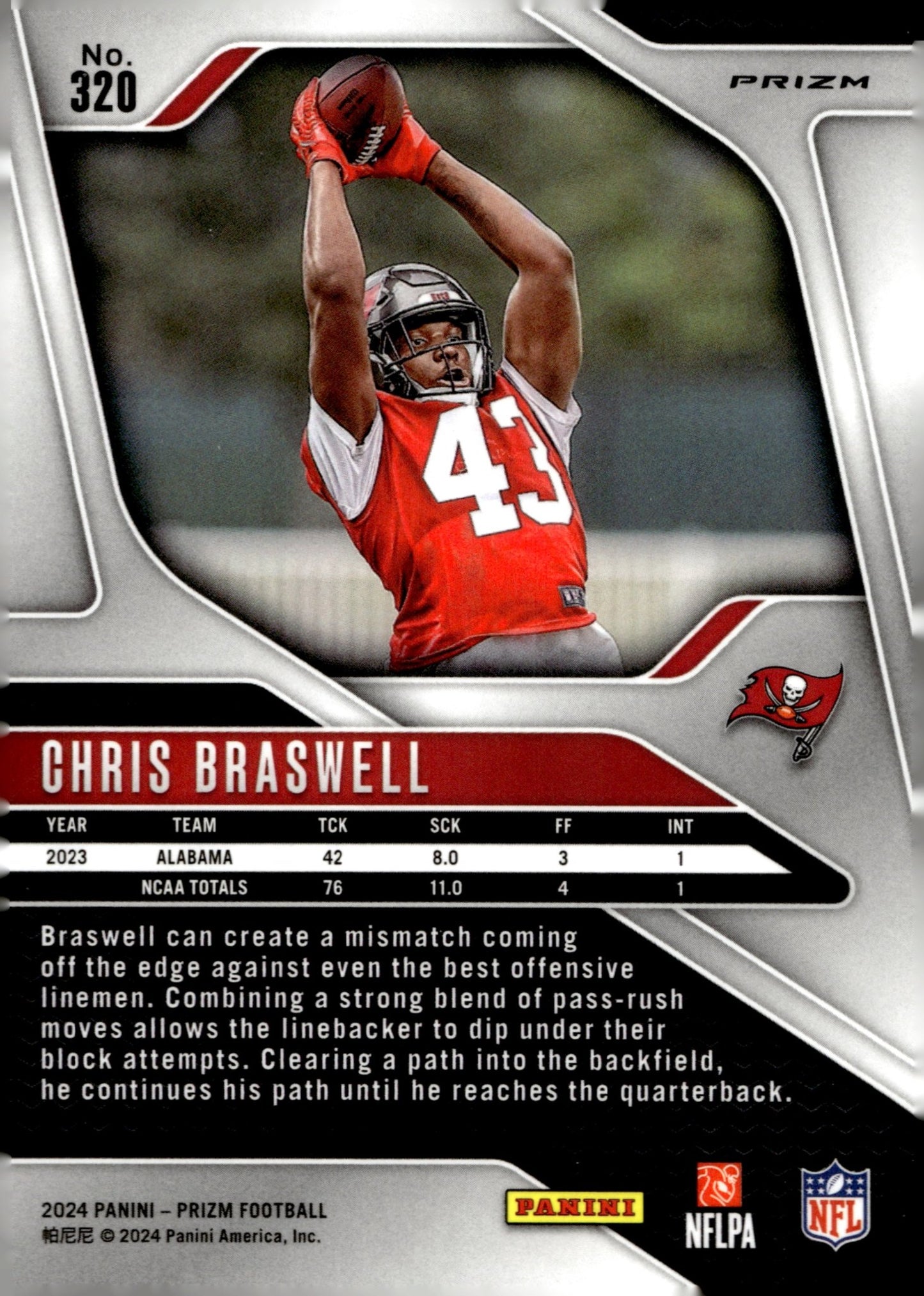 Chris Braswell 2024 Panini Prizm Red White & Blue Prizm RC #320 - Collector Store LLC