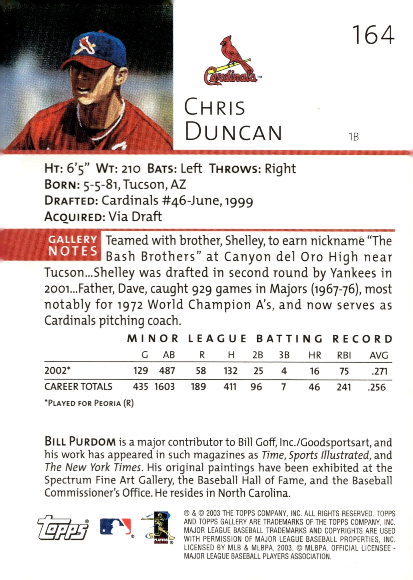 Chris Duncan 2003 Topps Gallery First Year 164 - Collector Store LLC