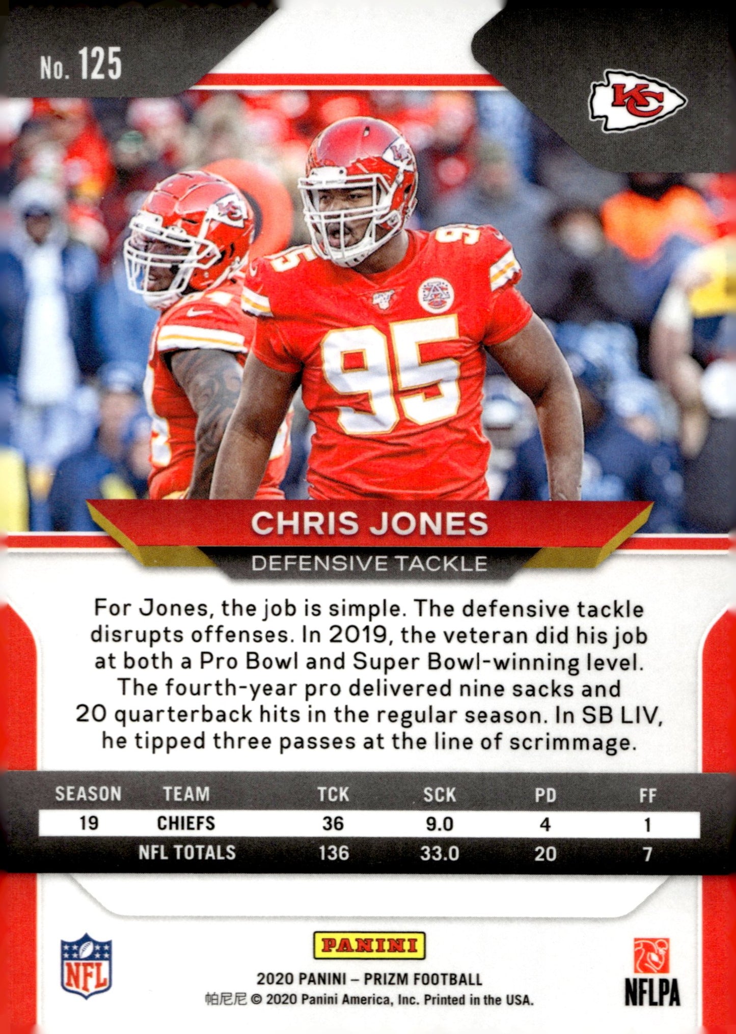 Chris Jones 2020 Panini Prizm #125 - Collector Store LLC