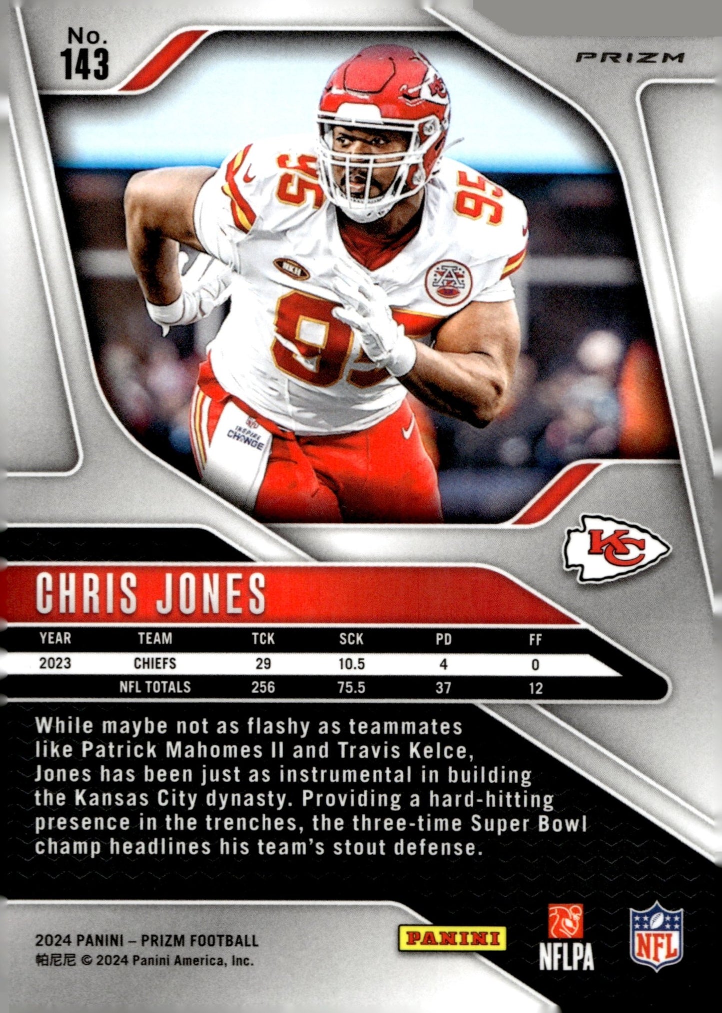 Chris Jones 2024 Panini Prizm Red White & Blue Prizm #143 #2 - Collector Store LLC