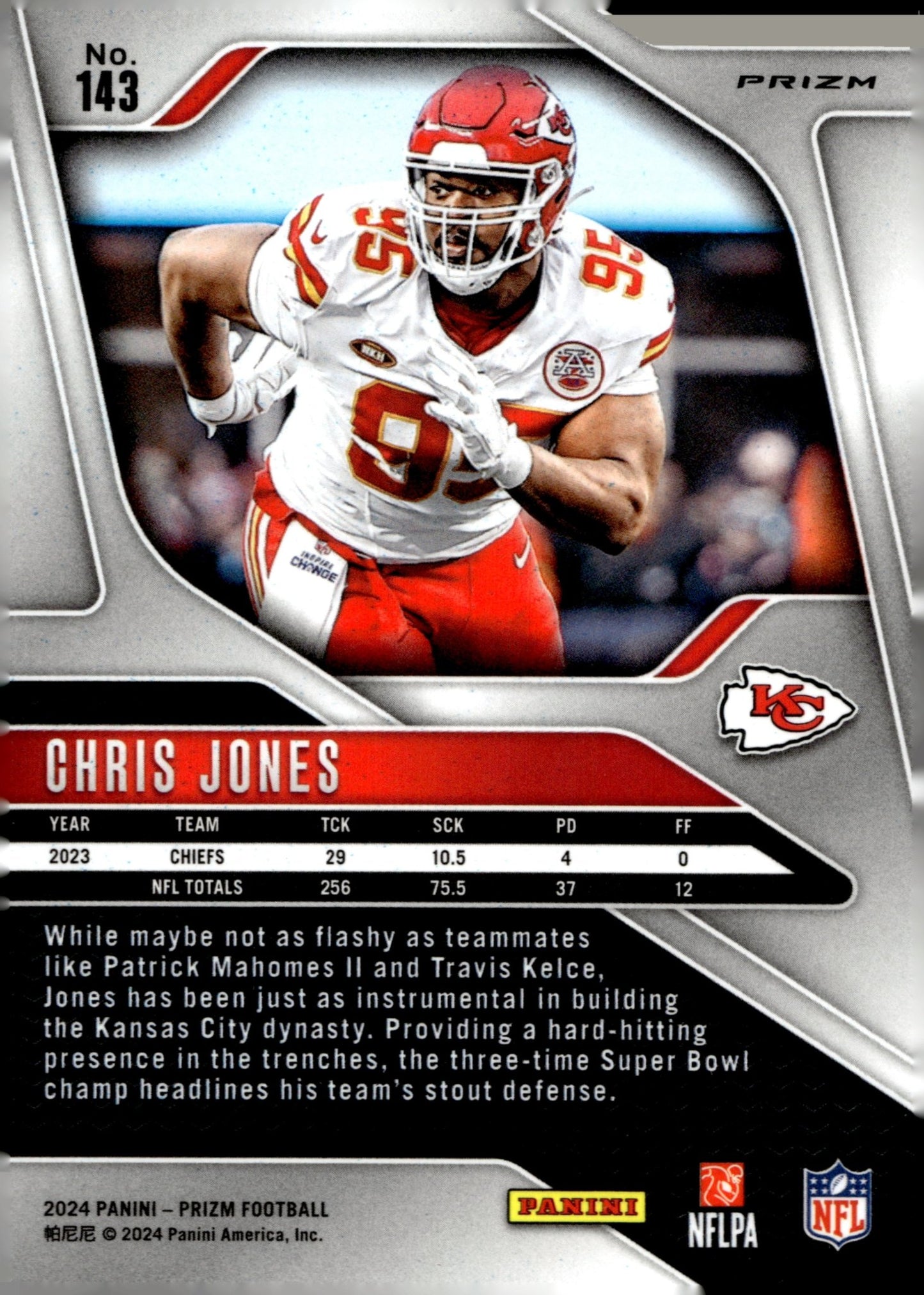 Chris Jones 2024 Panini Prizm Silver Prizm #143 - Collector Store LLC