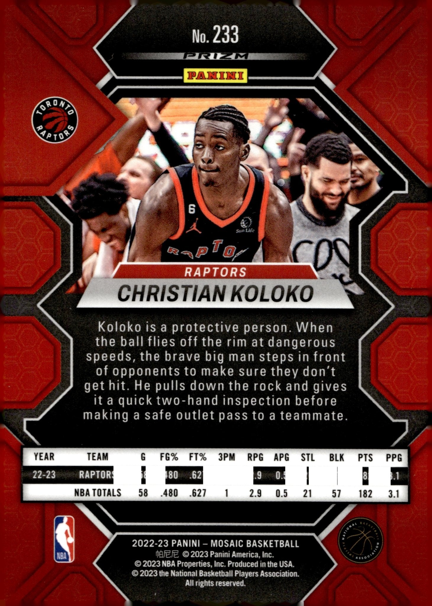 Christian Koloko 2022 - 23 Panini Mosaic Gold Prizm RC #233 - Collector Store LLC
