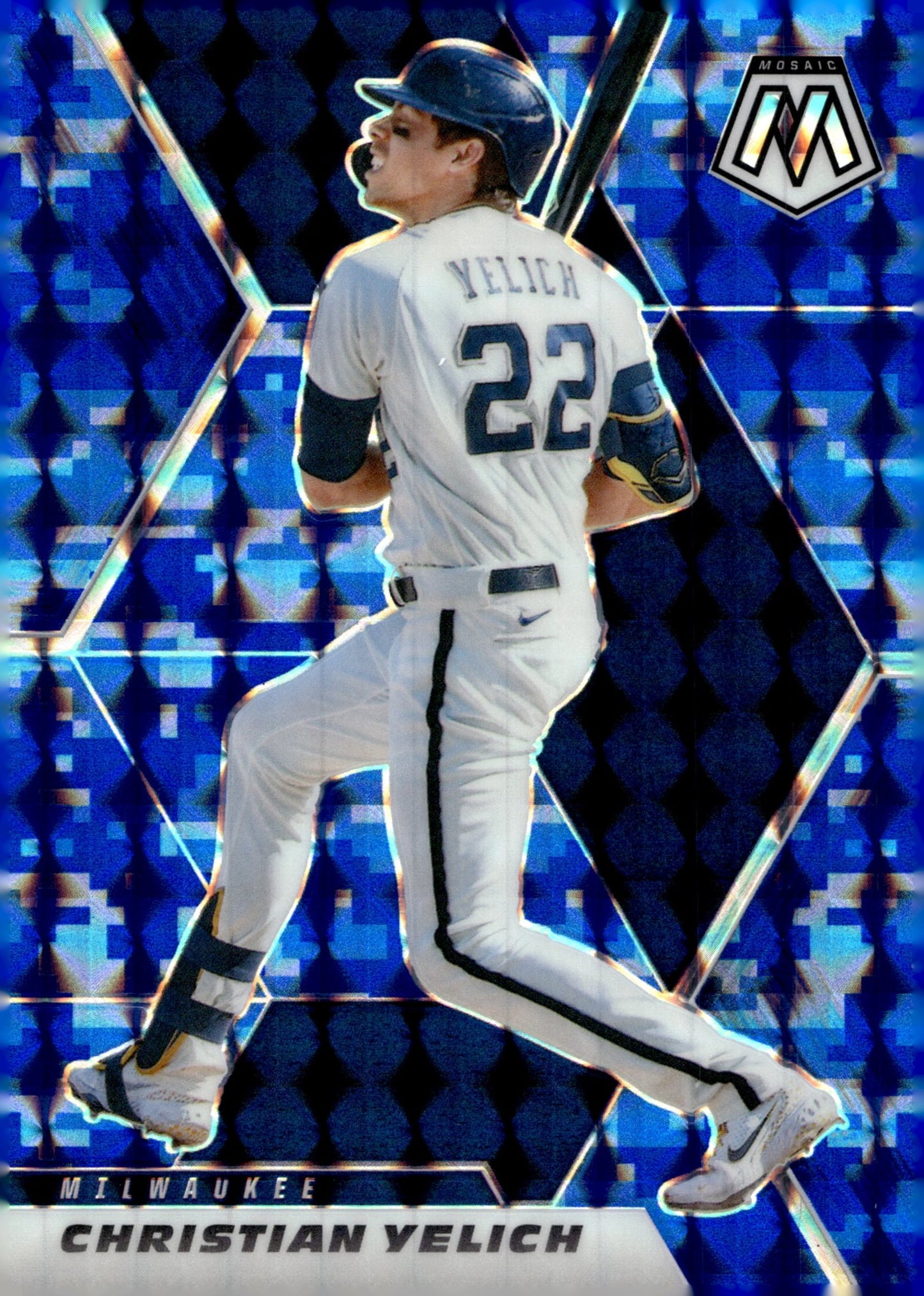 Christian Yelich 2021 Panini Mosaic Blue Camo Prizm 47 - Collector Store LLC