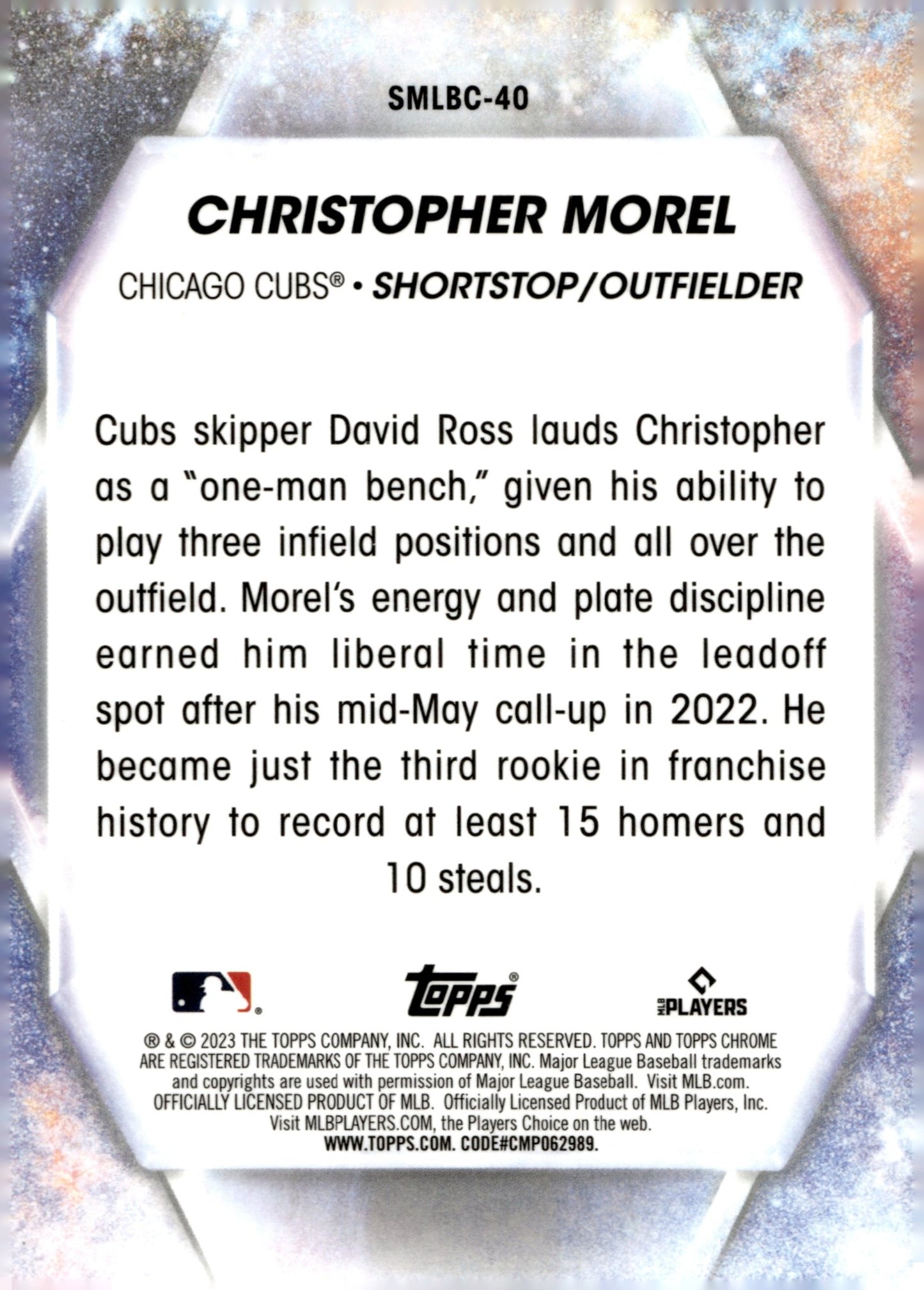 Christopher Morel 2023 Topps Chrome Stars of MLB Refractor RC #SMLBC - 40 - Collector Store LLC