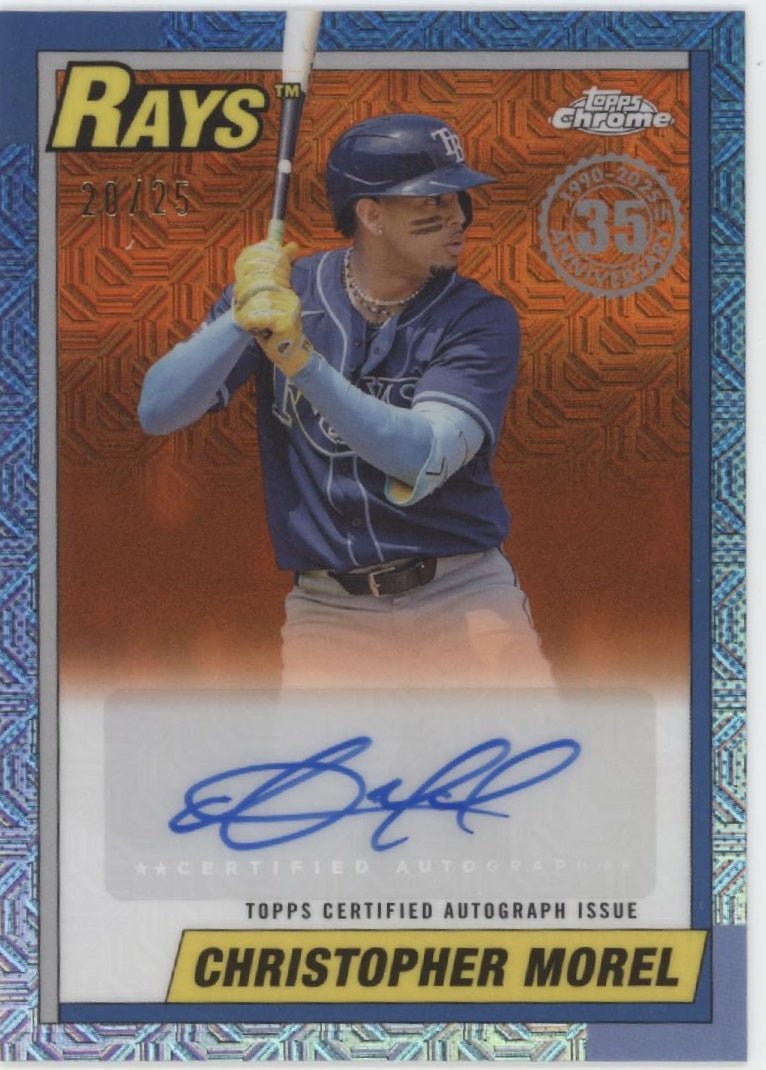 Christopher Morel 2025 Topps Chrome 35th Blue Mojo Refractor 1990 Auto /25 - Collector Store LLC