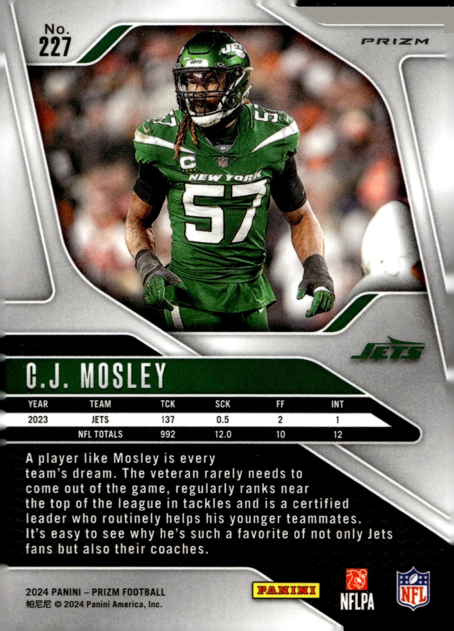 CJ Mosley 2024 Panini Prizm Purple Pulsar Prizm #227 - Collector Store LLC