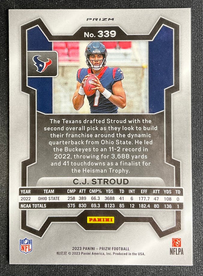 CJ Stroud 2023 Panini Prizm Silver Prizm RC #339 - Collector Store LLC