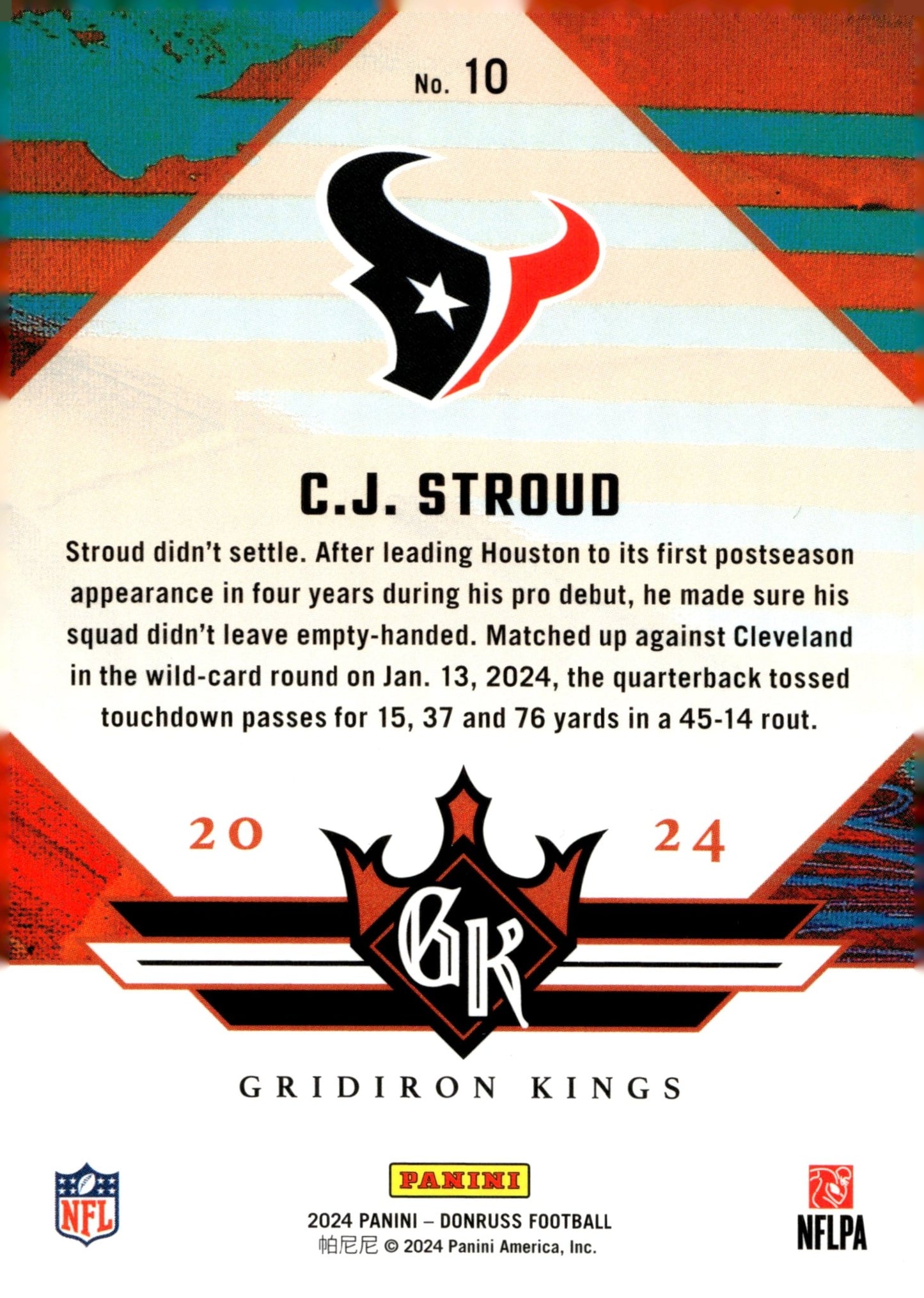 CJ Stroud 2024 Panini Donruss Gridiron Kings #10 - Collector Store LLC