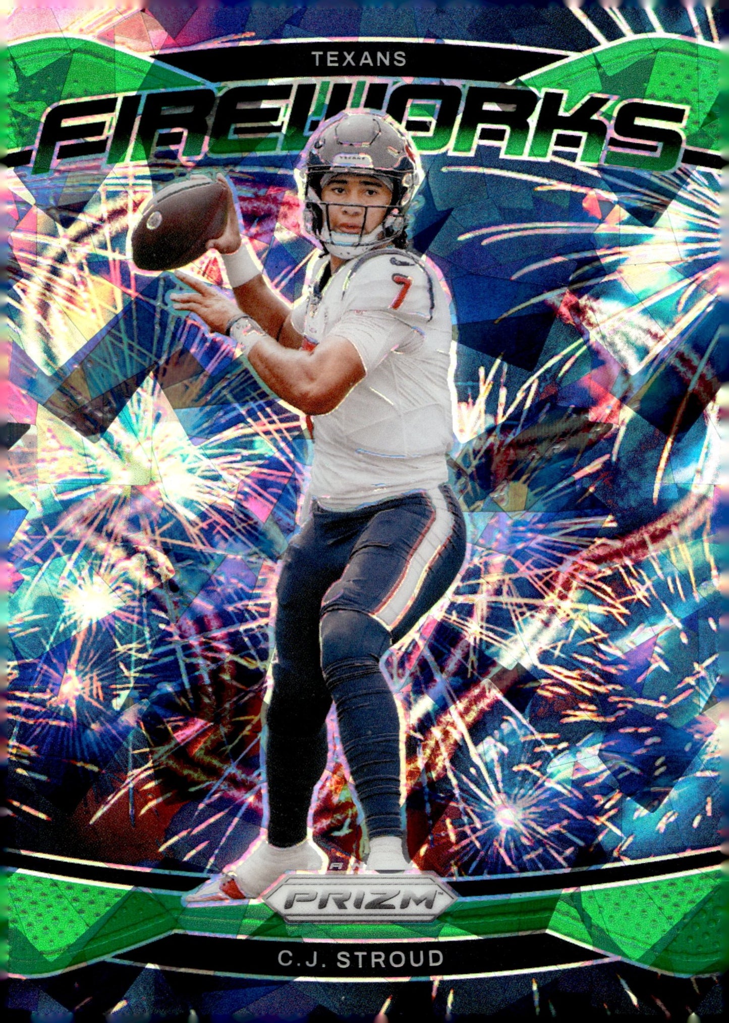 CJ Stroud 2024 Panini Prizm Fireworks Green Ice Prizm #3 - Collector Store LLC