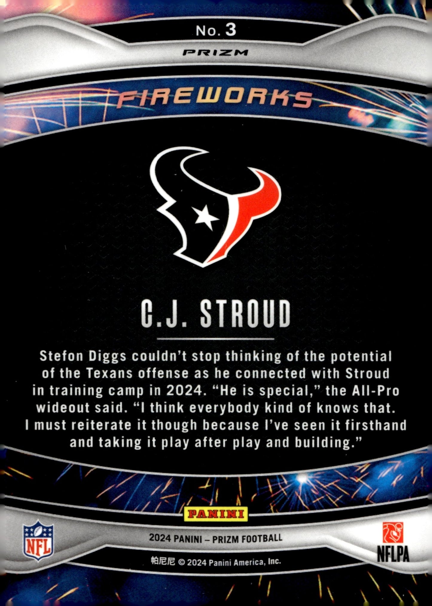 CJ Stroud 2024 Panini Prizm Fireworks Green Prizm #3 - Collector Store LLC