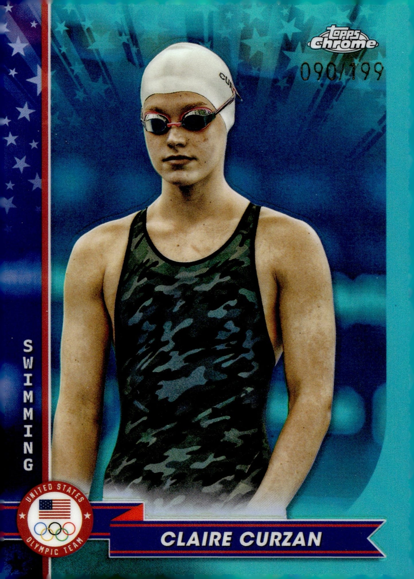 Claire Curzan 2024 Chrome US Olympic & Paralympic Hopefuls Aqua Refractor /199 - Collector Store LLC
