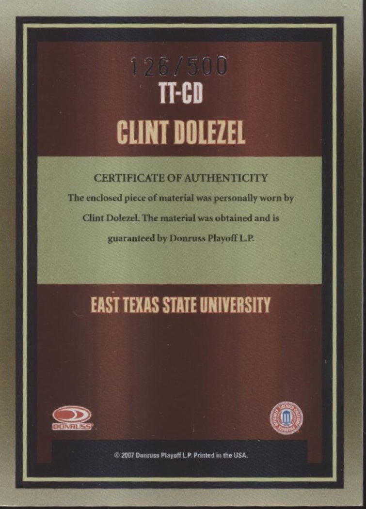 Clint Dolezel 2007 Donruss Elite Throwback Threads Extra Edition Swatch 126/500 - Collector Store LLC