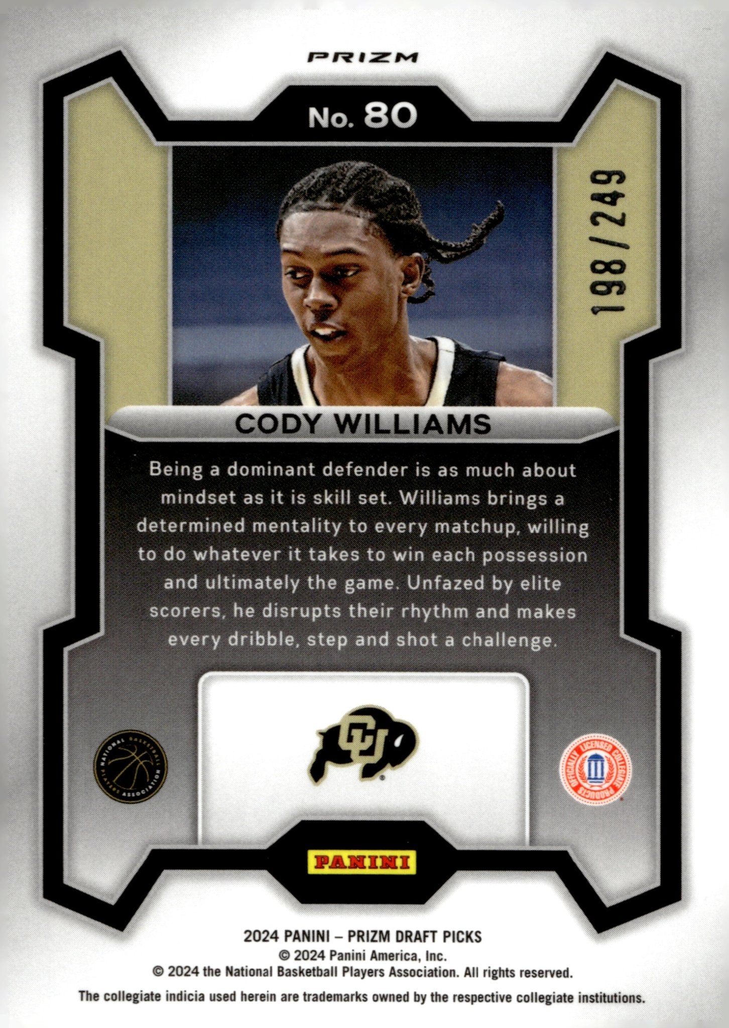 Cody Williams 2024 Panini Prizm Draft Picks Blue Wave Prizm RC 198/249 #80 - Collector Store LLC