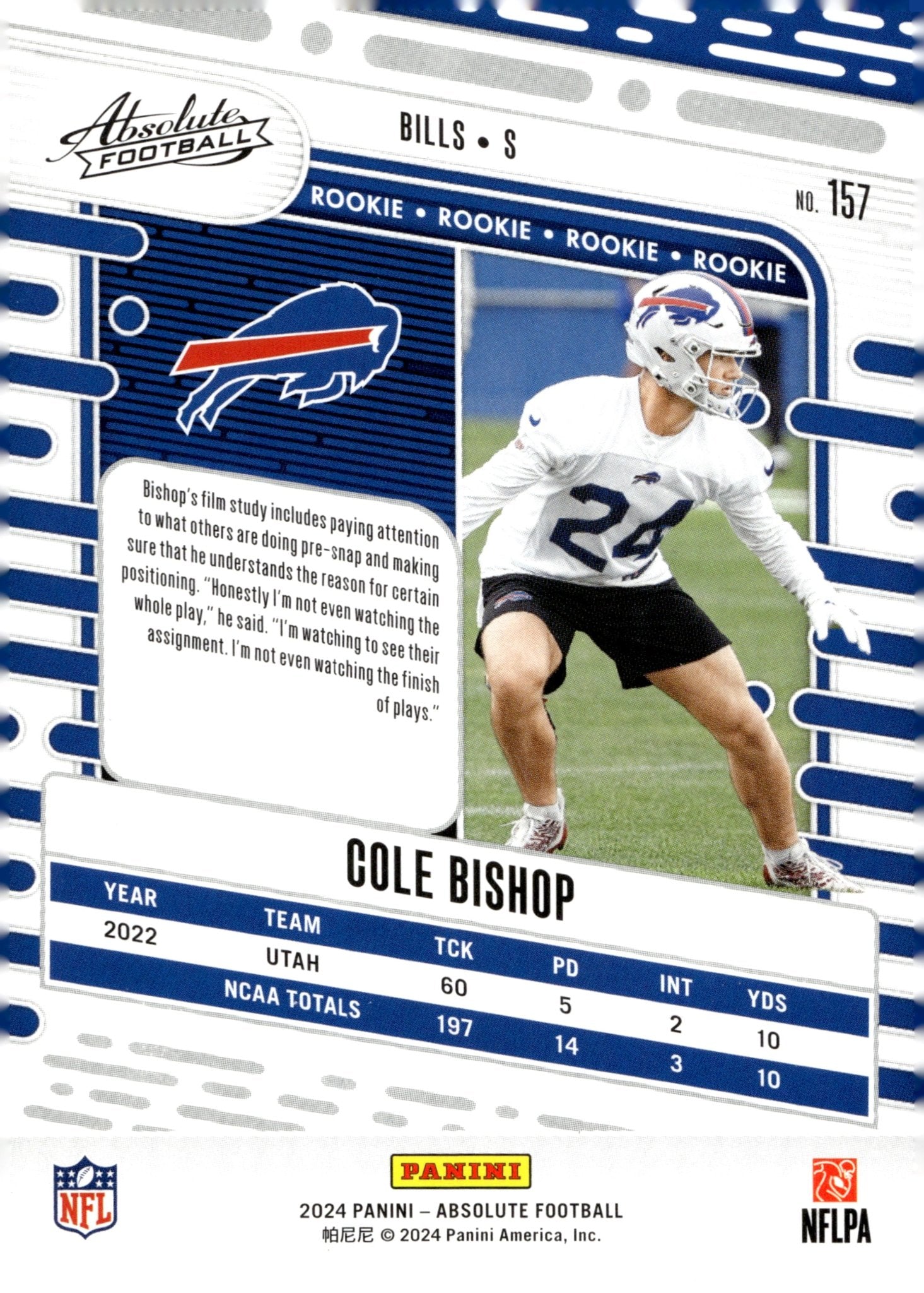 Cole Bishop 2024 Panini Absolute RC #157 - Collector Store LLC