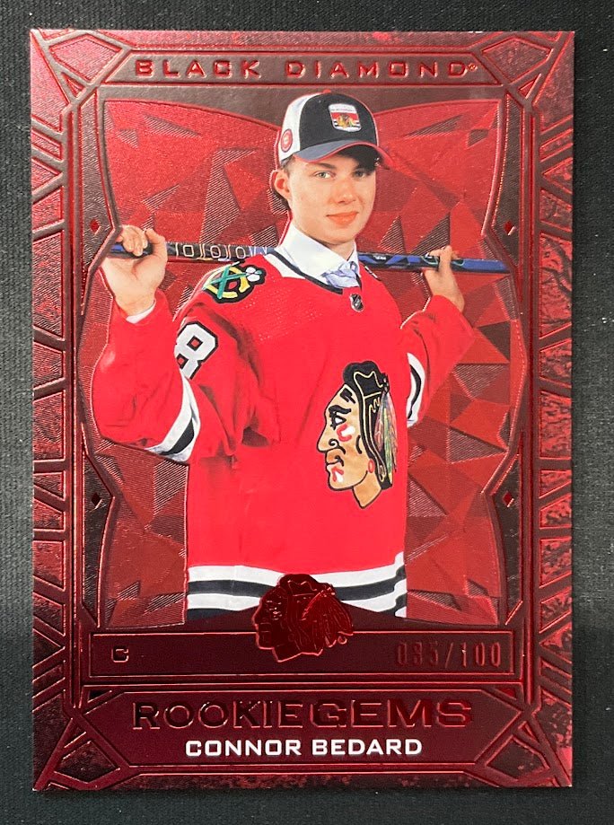 Connor Bedard 2023 - 24 Upper Deck Black Diamond Rookie Gems Red RC 085/100 #RG - CB - Collector Store LLC