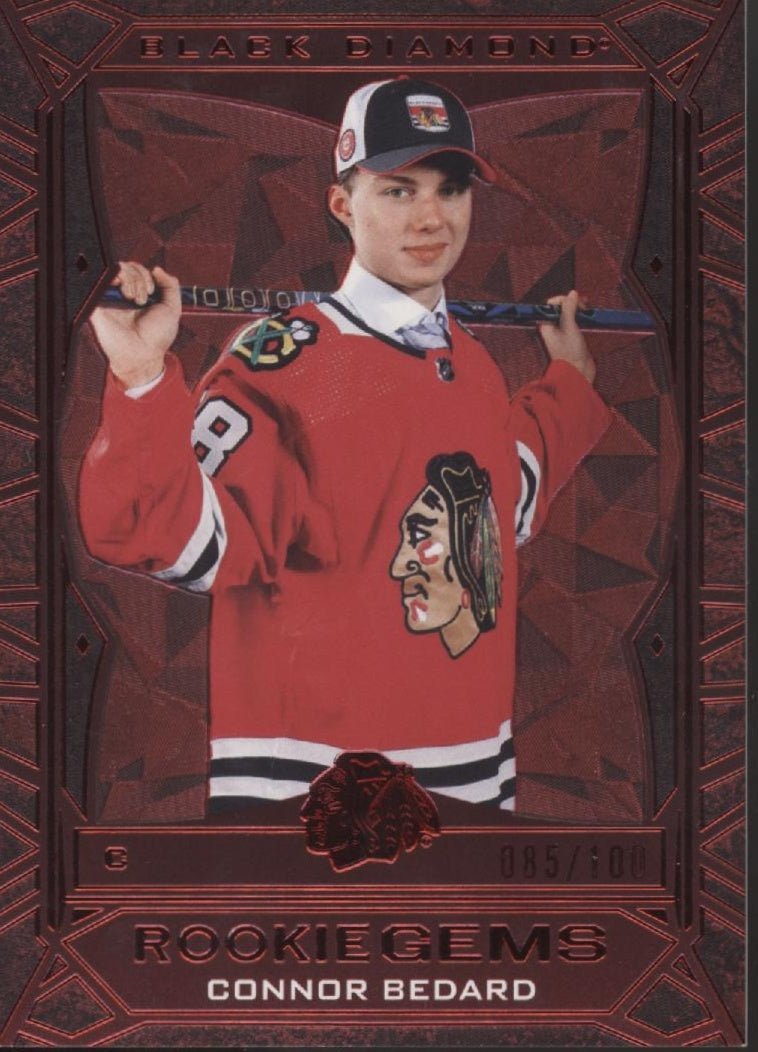 Connor Bedard 2023 - 24 Upper Deck Black Diamond Rookie Gems Red RC 085/100 #RG - CB - Collector Store LLC