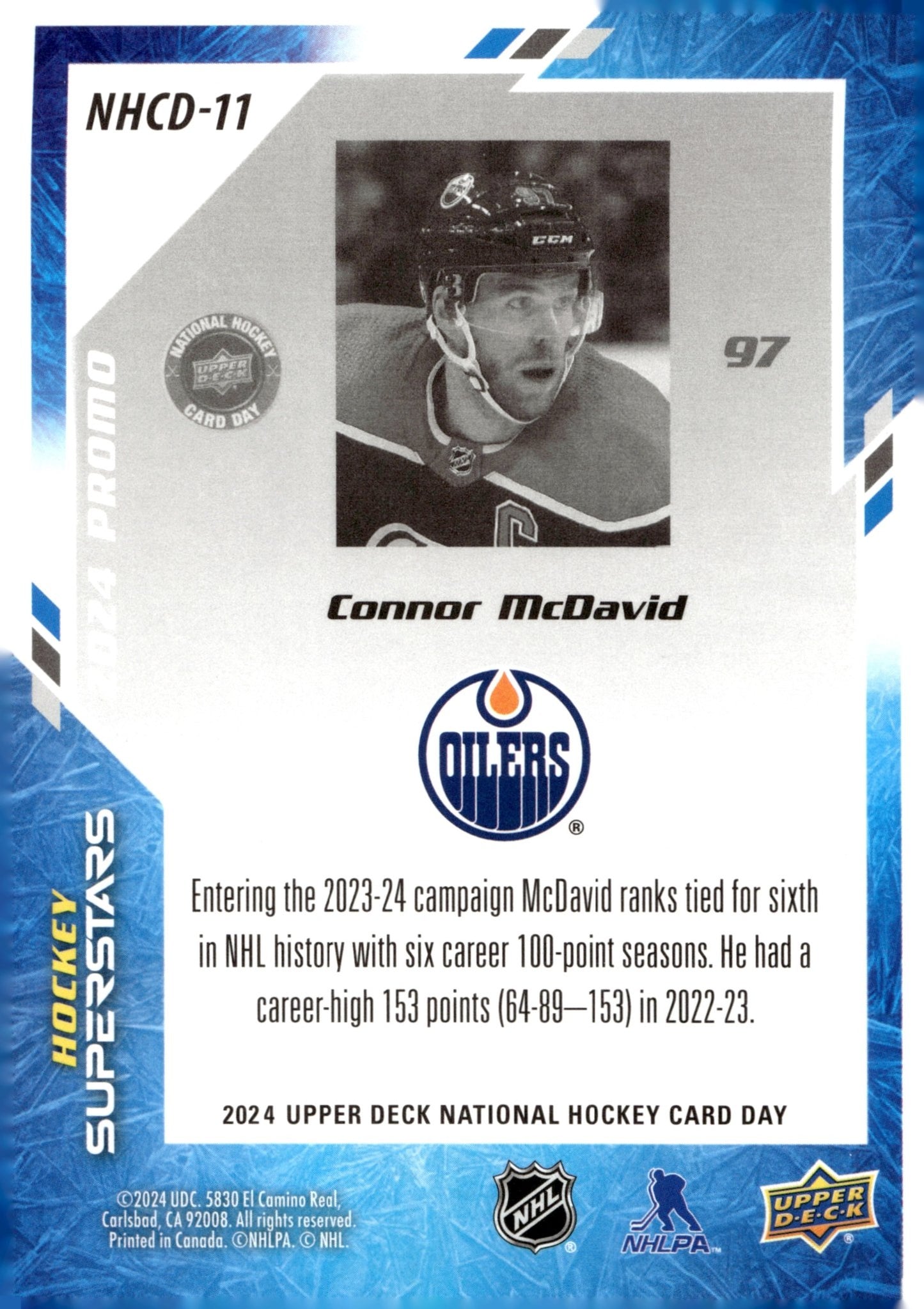 Connor McDavid 2024 Upper Deck National Hockey Card Day #NHCD - 11 #1 - Collector Store LLC