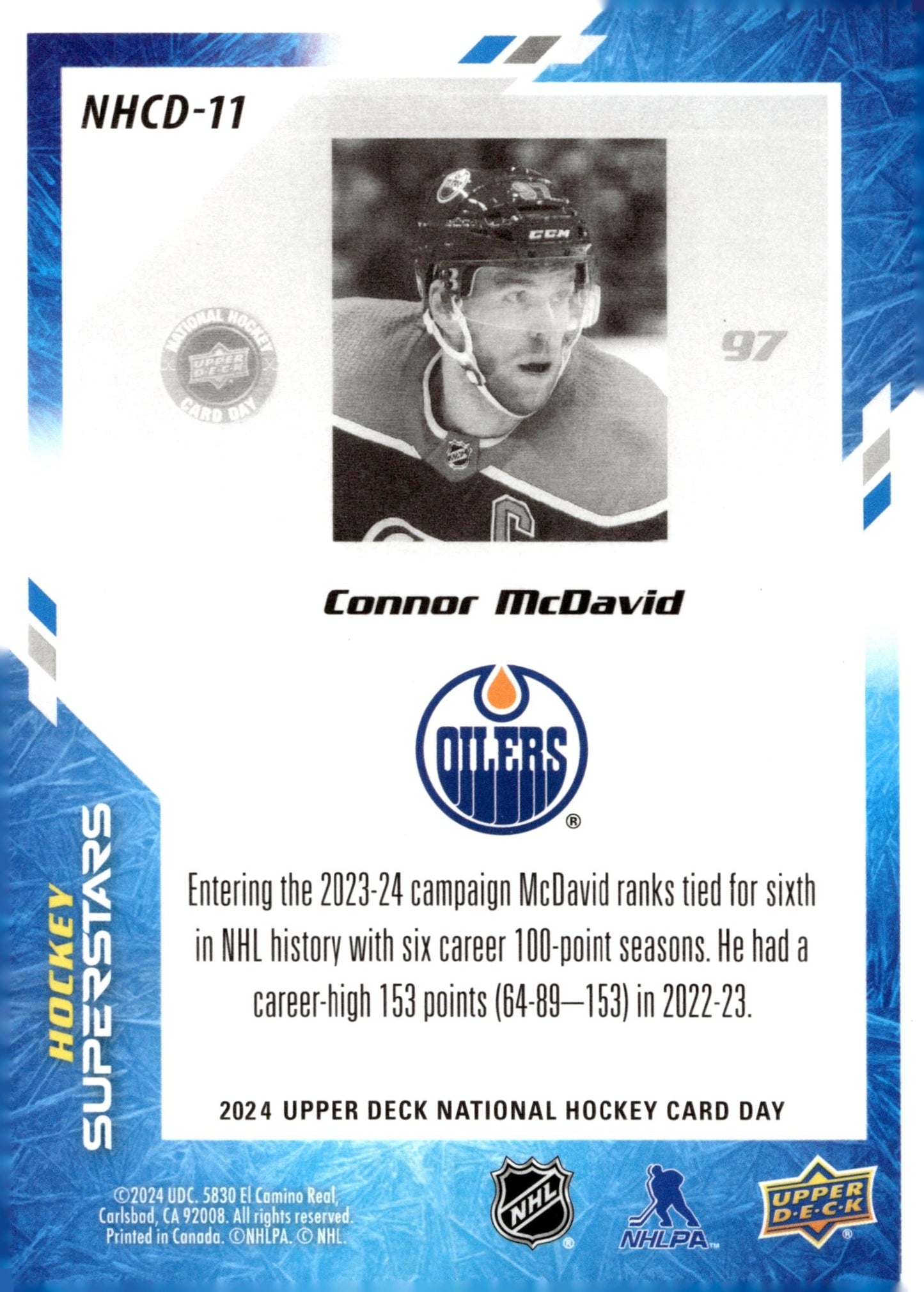 Connor McDavid 2024 Upper Deck National Hockey Card Day #NHCD - 11 #2 - Collector Store LLC