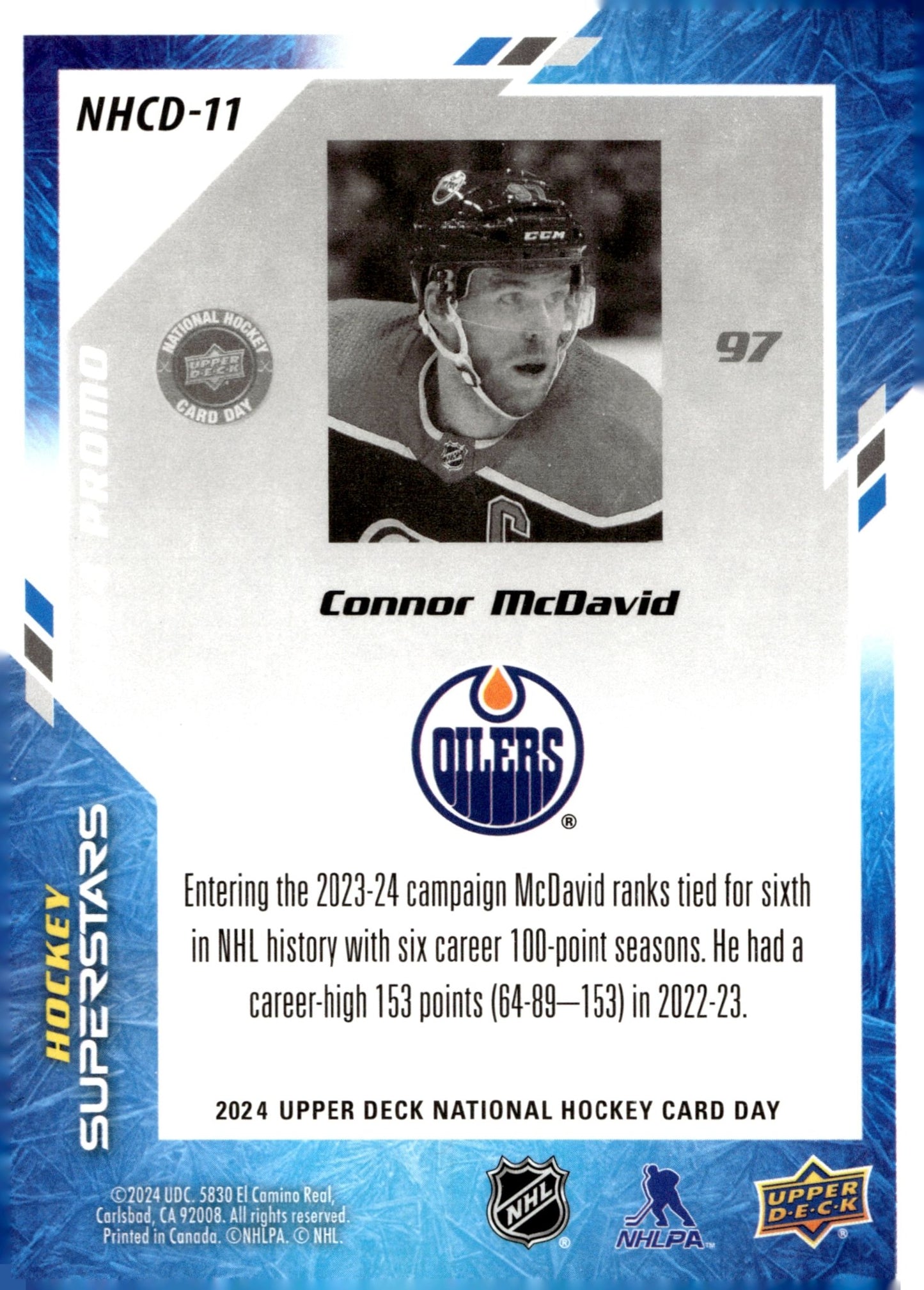 Connor McDavid 2024 Upper Deck National Hockey Card Day #NHCD - 11 #3 - Collector Store LLC