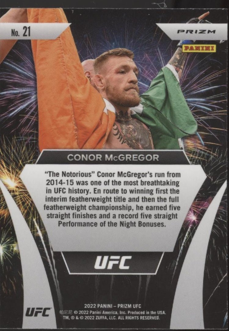 Connor McGregor 2022 Panini Prizm Fireworks Prizm #21 - Collector Store LLC