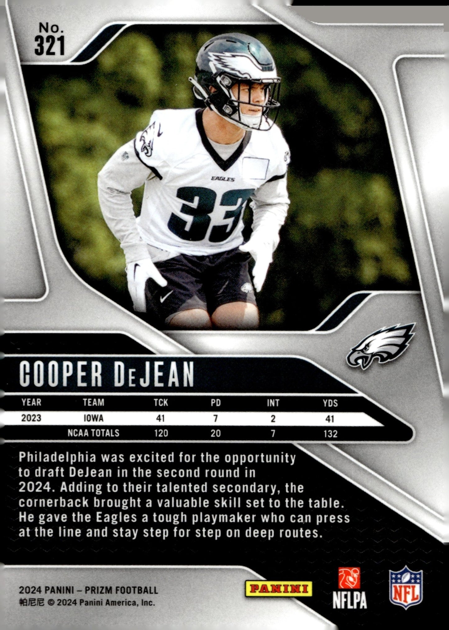 Cooper DeJean 2024 Panini Prizm RC #321 #4 - Collector Store LLC