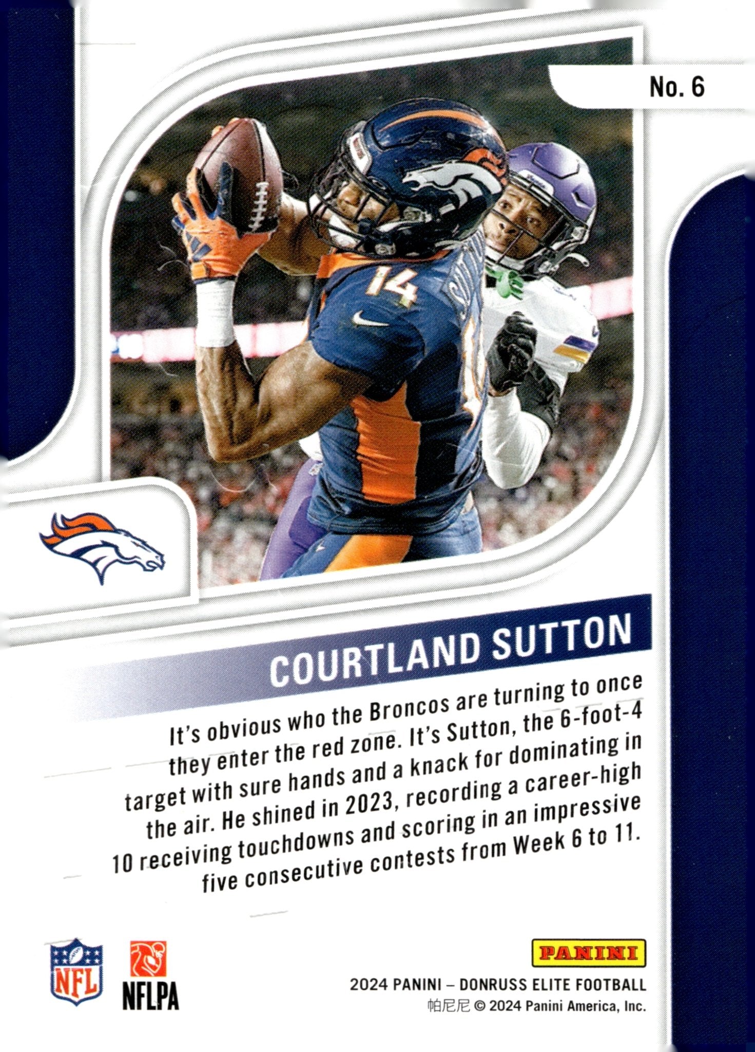Courtland Sutton 2024 Panini Donruss Elite High Life Holo #6 - Collector Store LLC