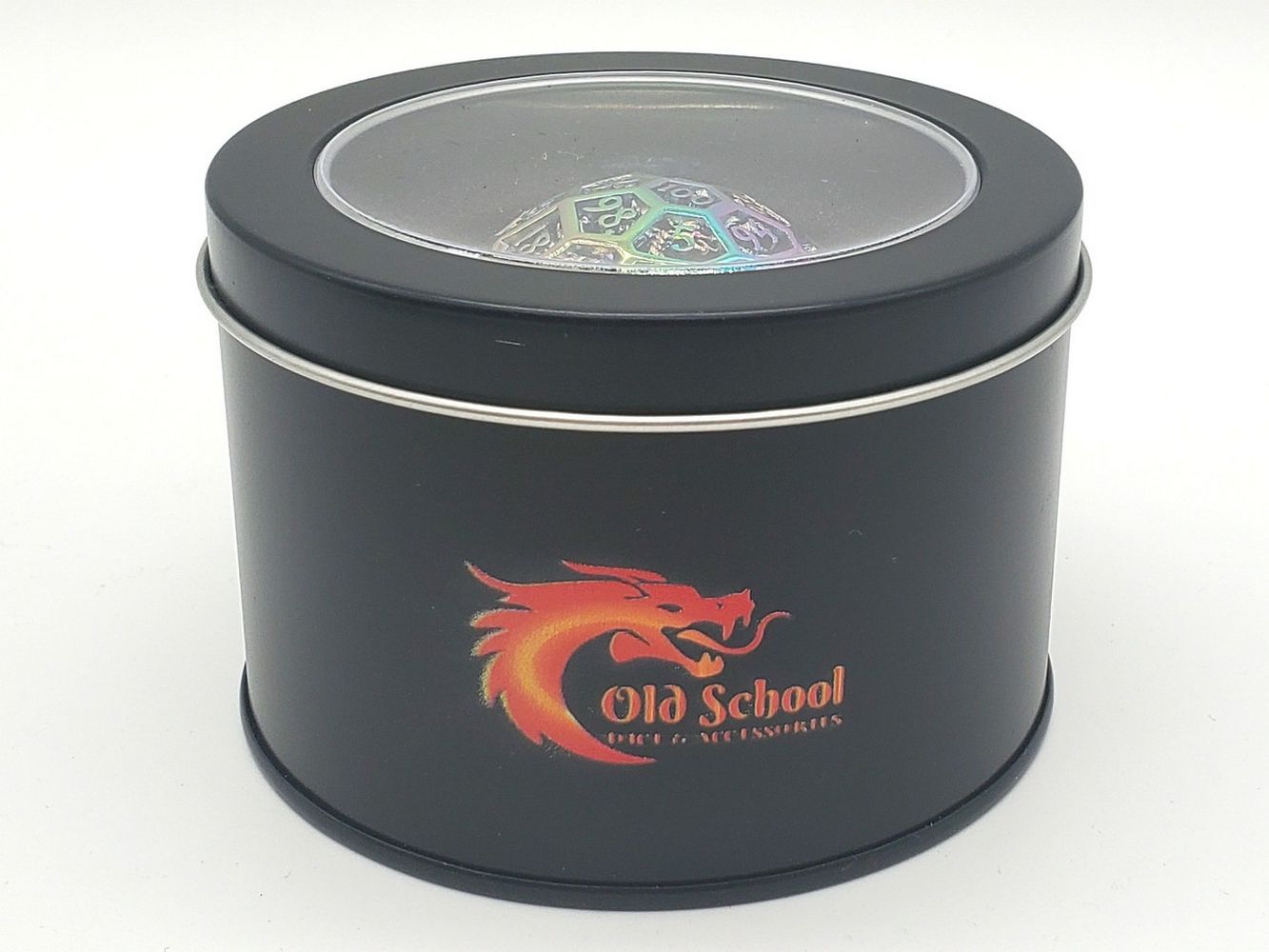 Old School Dice: Hollow Metal 50mm D100 Dragon's Head - Spectral