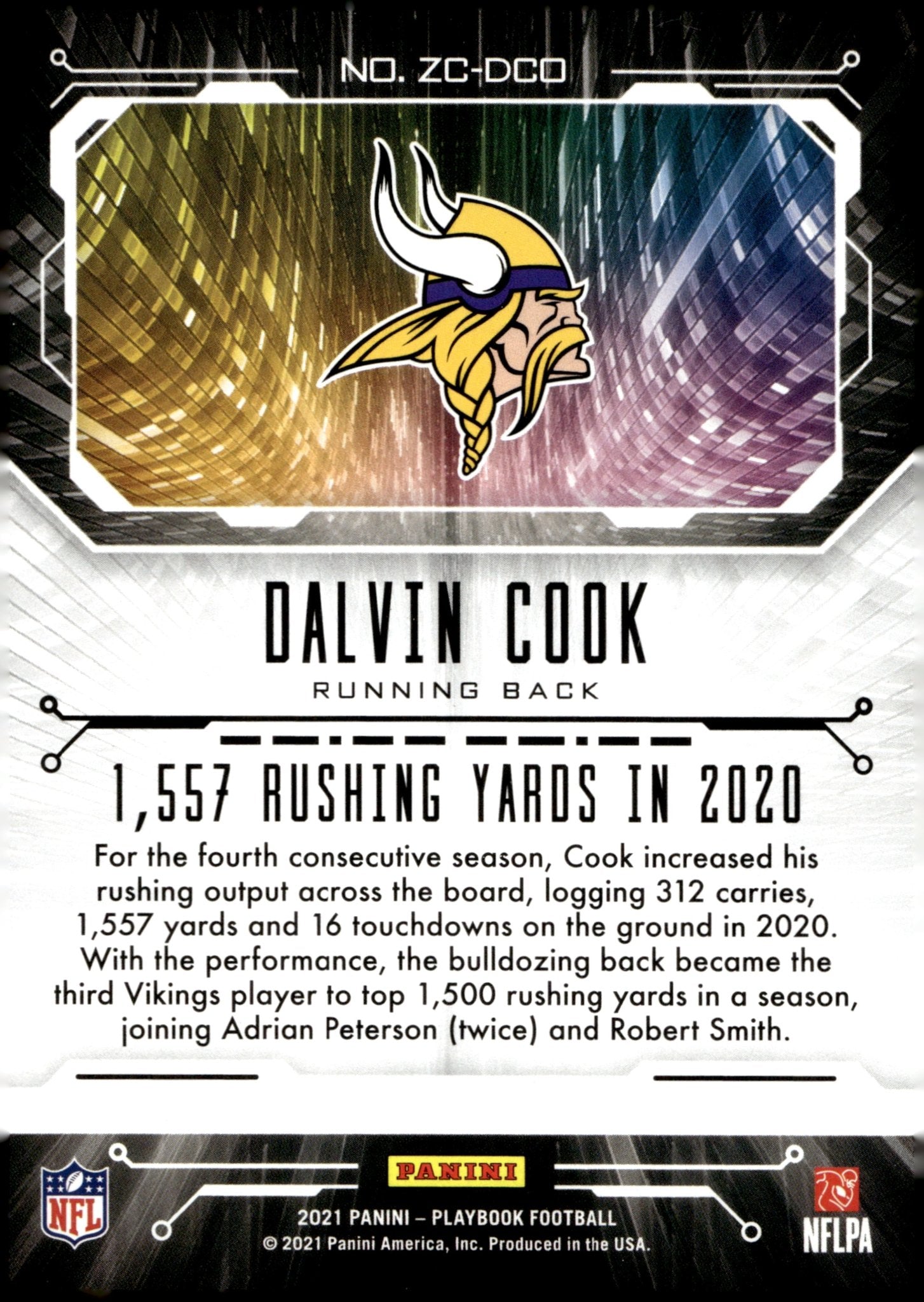 Dalvin Cook 2021 Panini Playbook Zoning Commission #ZC - DCO - Collector Store LLC