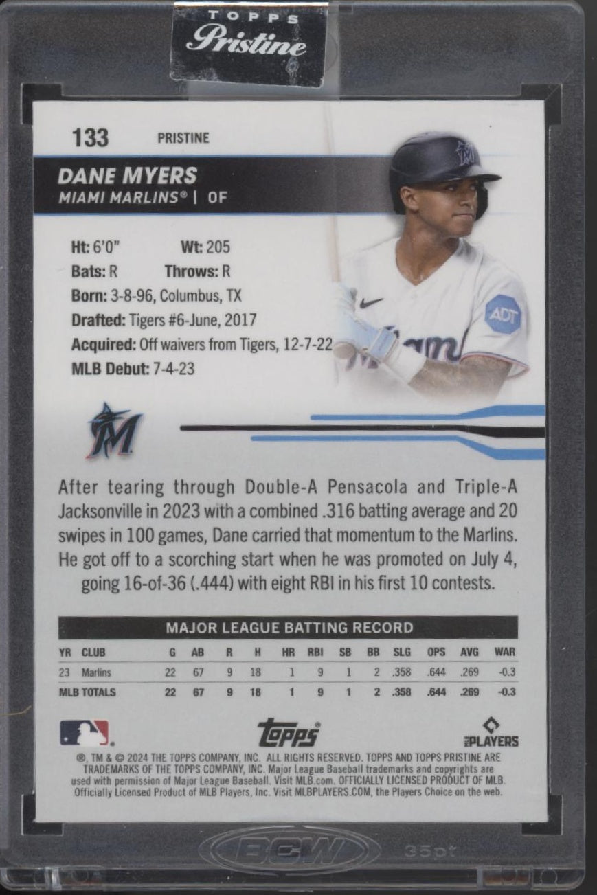 Dane Myers 2024 Topps Pristine Blue Pulsar Refractor RC 54/75 #133 - Collector Store LLC