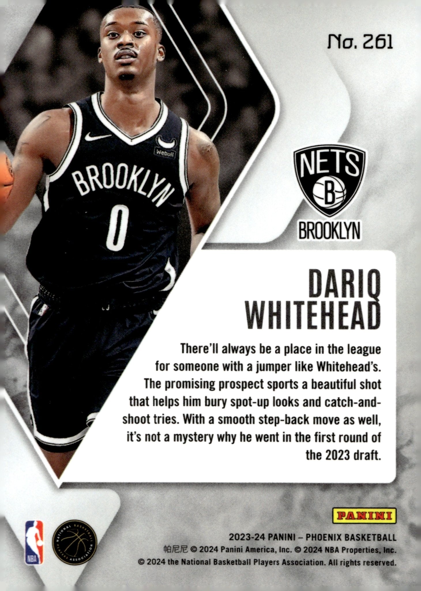 Dariq Whitehead 2023 - 24 Panini Phoenix Red Ice Refractor RC #261 - Collector Store LLC