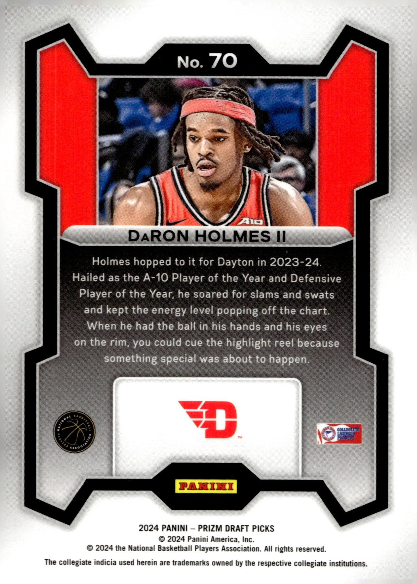 DaRon Holmes 2024 Panini Prizm Draft Picks RC #70 - Collector Store LLC
