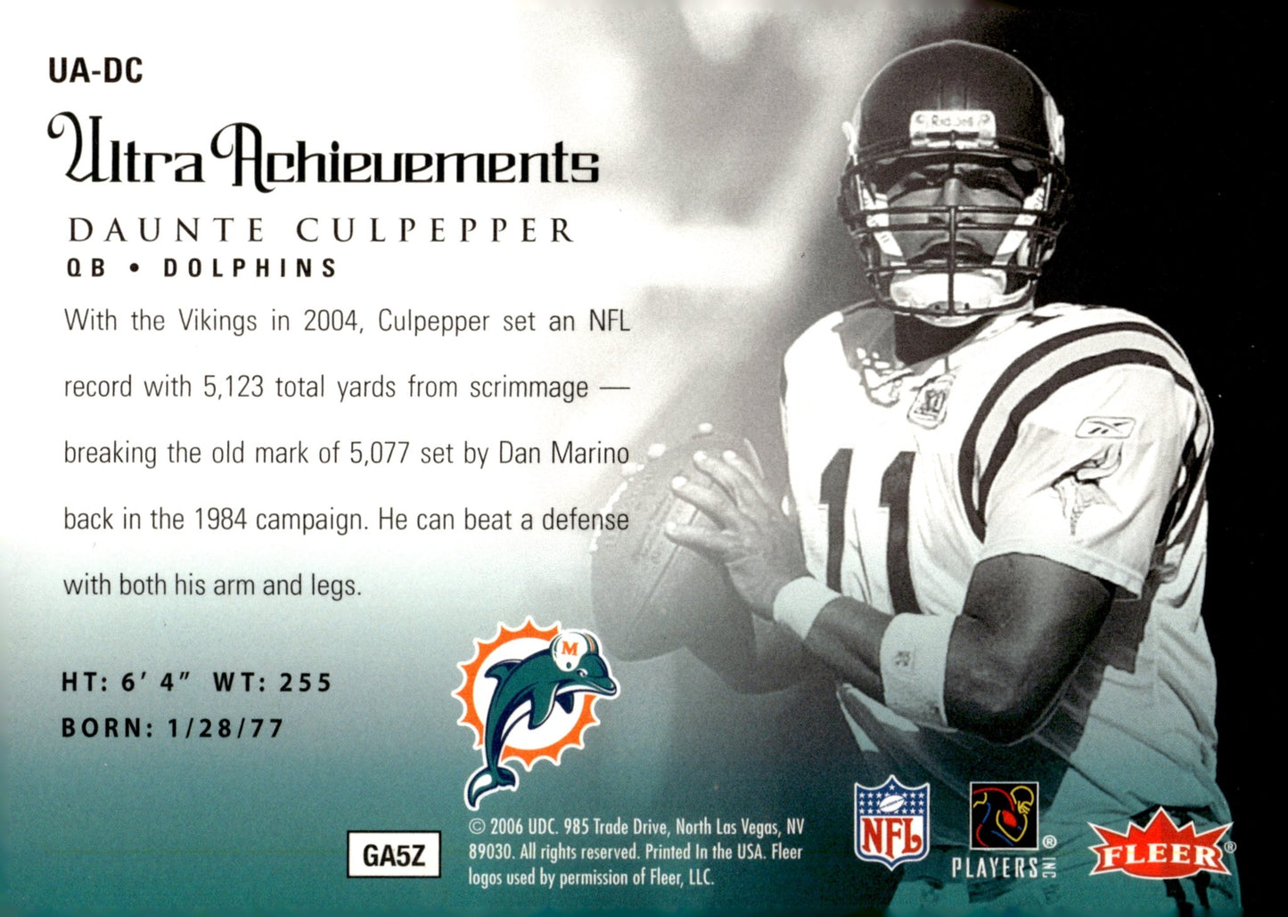 Daunte Culpepper 2006 Fleer Ultra Achievements #UA - DC - Collector Store LLC