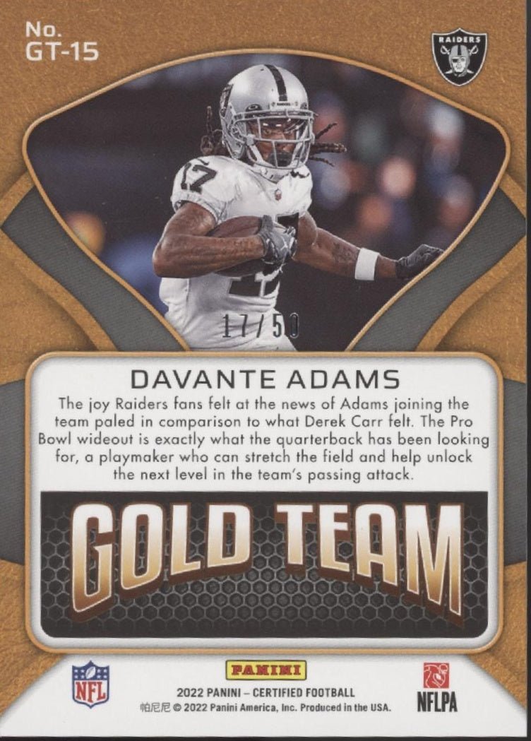 Davante Adams 2022 Panini Certified Gold Team Teal Mirror #GT - 15 - Collector Store LLC