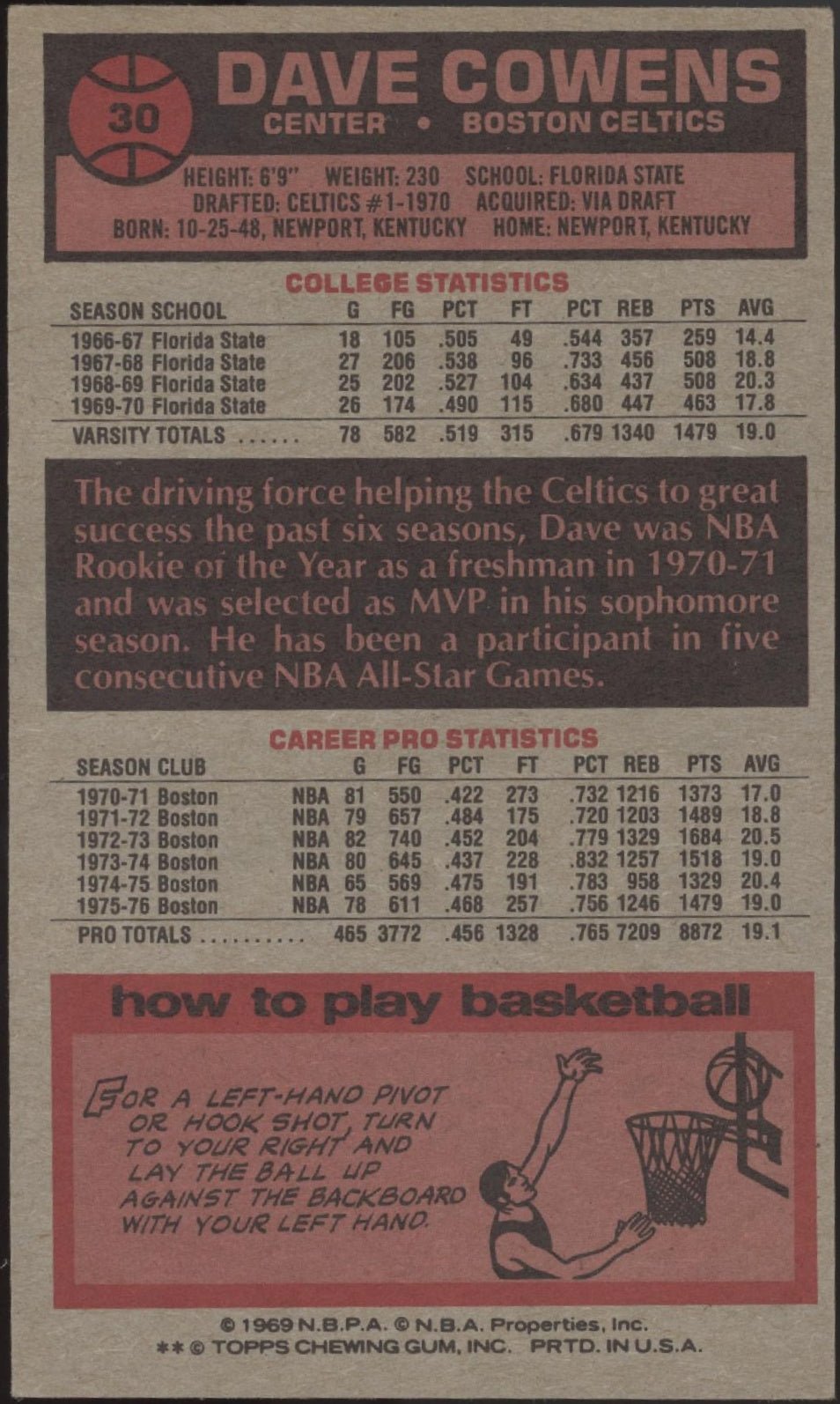 Dave Cowens 1976 - 77 Topps Oversized #30 Boston Celtics VG - EX #1 - Collector Store LLC