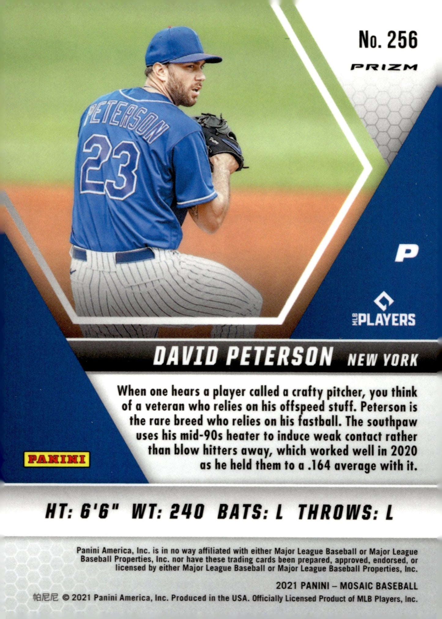 David Peterson 2021 Panini Mosaic Blue Camo Prizm RC 256 - Collector Store LLC