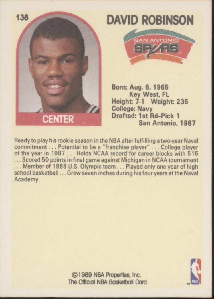 David Robinson 1989 - 90 NBA Hoops #138 - Collector Store LLC