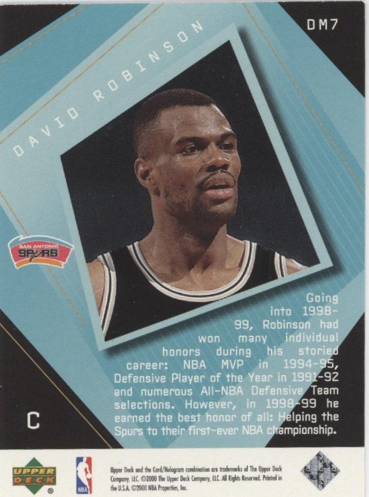 David Robinson 1999 - 00 Upper Deck Black Diamond Might #DM7 - Collector Store LLC
