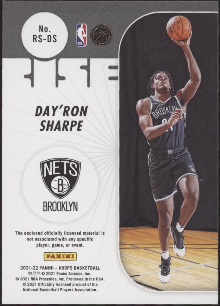 Day'Ron Sharpe 2021 - 22 Panini Hoops Rise N Shine Swatch #RS - DS - Collector Store LLC