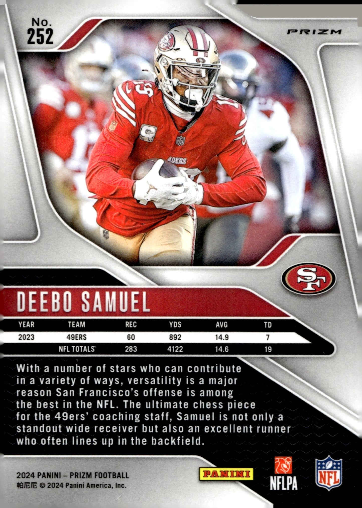 Deebo Samuel 2024 Panini Prizm Red White & Blue Prizm #252 - Collector Store LLC