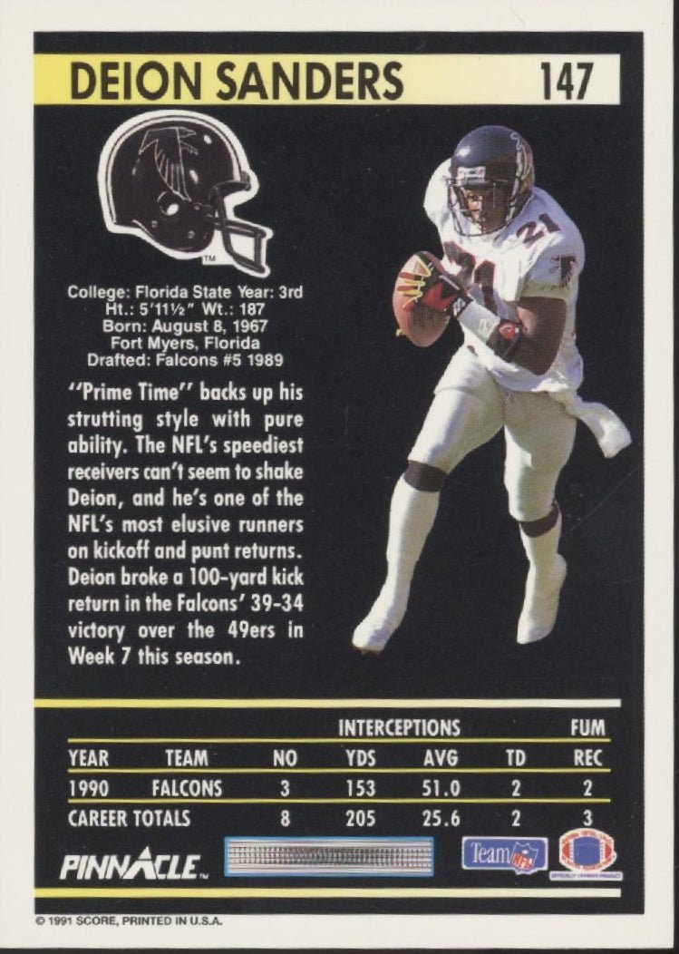 Deion Sanders 1991 Score Pinnacle #147 - Collector Store LLC