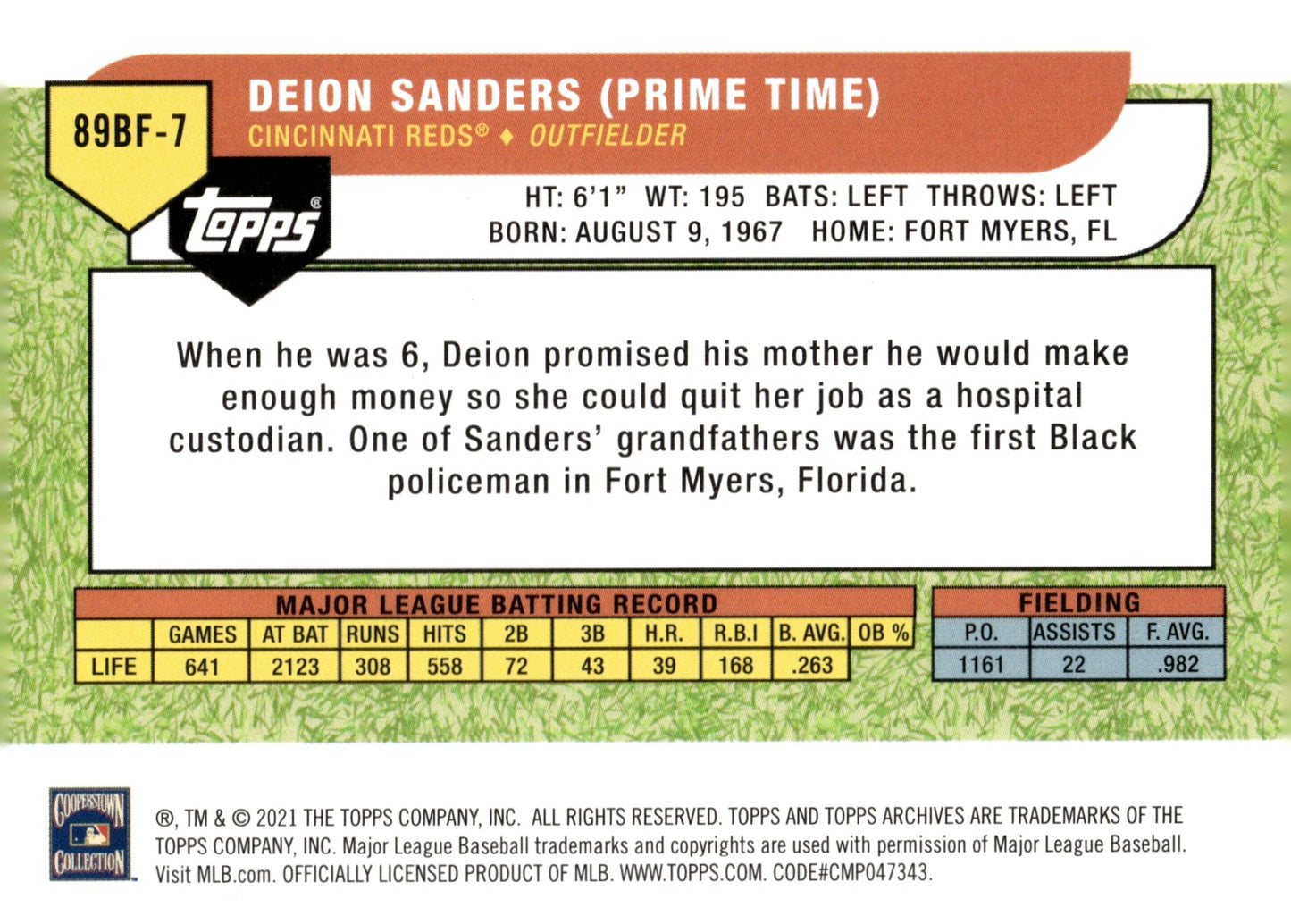 Deion Sanders 2001 Topps Archives Holo 89BF - 7 - Collector Store LLC