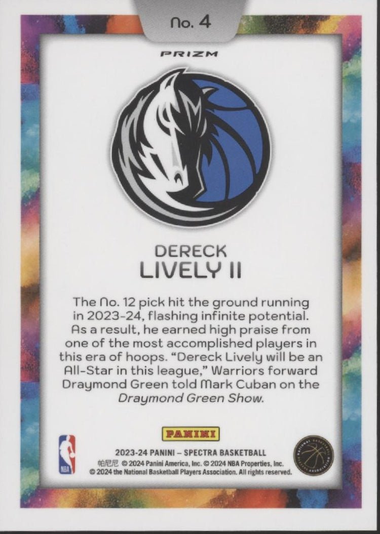 Dereck Lively II 2023 - 24 Panini Spectra Prizm RC #4 - Collector Store LLC